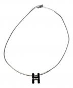 HERMESエルメス）の古着「ポップアッシュ Hロゴネックレス」｜シルバー×ブラック