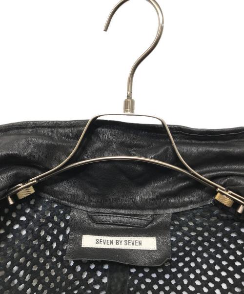 seven by seven（セブンバイセブン）SEVEN BY SEVEN (セブンバイセブン) STAND COLLAR MACRAME LEATHER BLOUSON ブラック サイズ:Mの古着・服飾アイテム