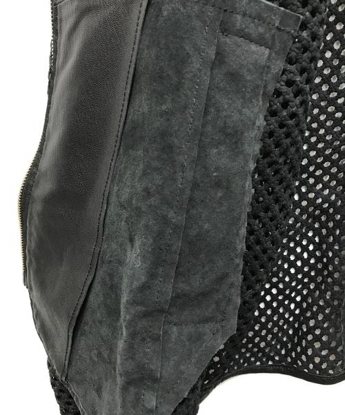 seven by seven（セブンバイセブン）SEVEN BY SEVEN (セブンバイセブン) STAND COLLAR MACRAME LEATHER BLOUSON ブラック サイズ:Mの古着・服飾アイテム