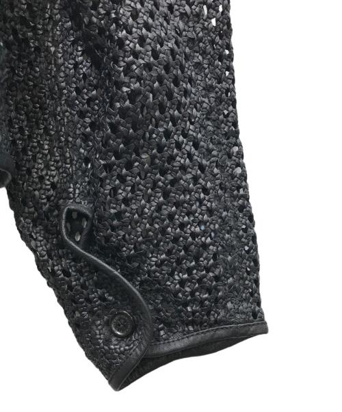 seven by seven（セブンバイセブン）SEVEN BY SEVEN (セブンバイセブン) STAND COLLAR MACRAME LEATHER BLOUSON ブラック サイズ:Mの古着・服飾アイテム