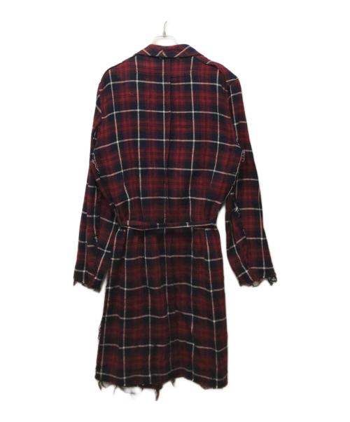 UNDERCOVER（アンダーカバー）UNDERCOVER (アンダーカバー) Slash Magazine期 チェックネルガウンコート レッド サイズ:2の古着・服飾アイテム