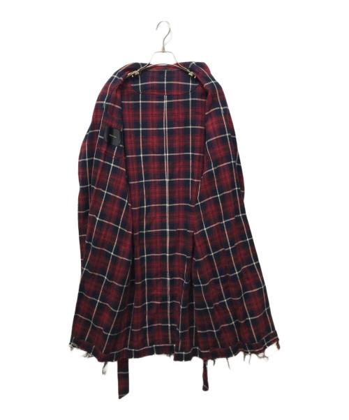 UNDERCOVER（アンダーカバー）UNDERCOVER (アンダーカバー) Slash Magazine期 チェックネルガウンコート レッド サイズ:2の古着・服飾アイテム