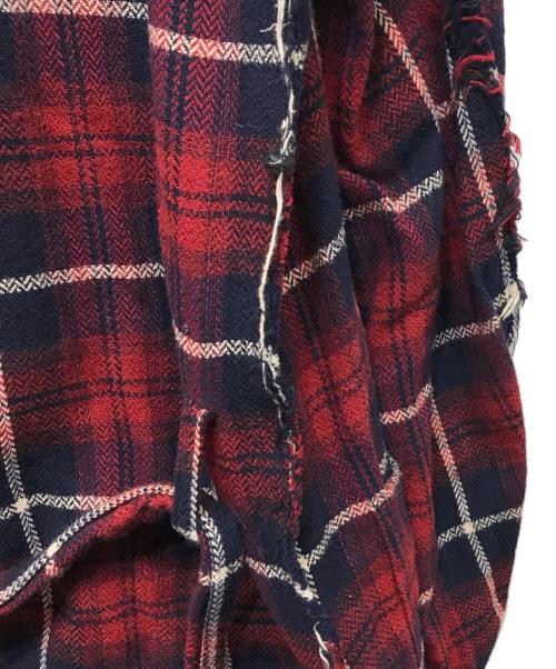 UNDERCOVER（アンダーカバー）UNDERCOVER (アンダーカバー) Slash Magazine期 チェックネルガウンコート レッド サイズ:2の古着・服飾アイテム