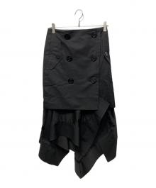 sacai（サカイ）の古着「Double Breasted Asymmetry Skirt」｜ブラック