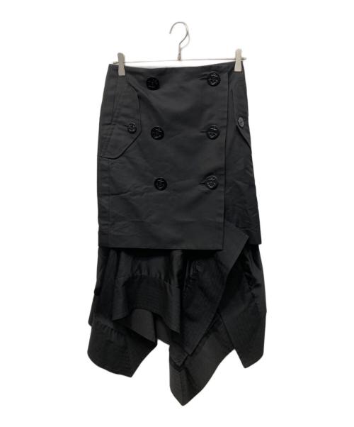 sacai（サカイ）sacai (サカイ) Double Breasted Asymmetry Skirt ブラック サイズ:2の古着・服飾アイテム