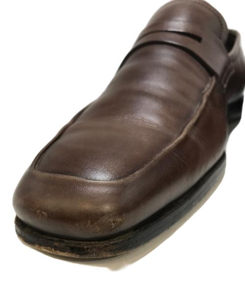 PRADA（プラダ）PRADA (プラダ) スクエアトゥコインローファー ブラウン サイズ:5 1/2の古着・服飾アイテム