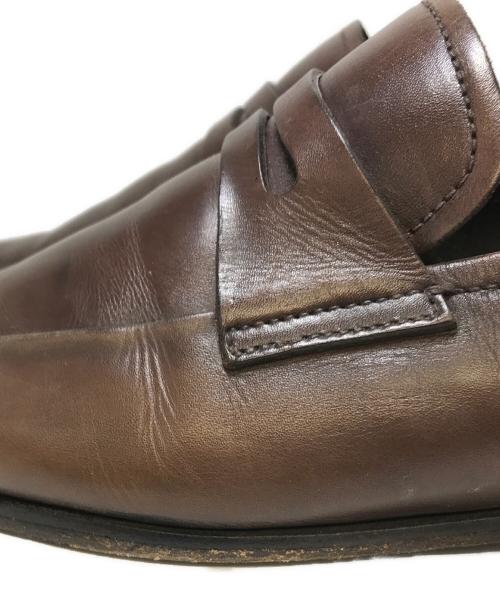 PRADA（プラダ）PRADA (プラダ) スクエアトゥコインローファー ブラウン サイズ:5 1/2の古着・服飾アイテム