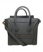 CELINEセリーヌ）の古着「ラゲージ ナノショッパー ハンドバッグ ドラムカーフスキン」｜グレー