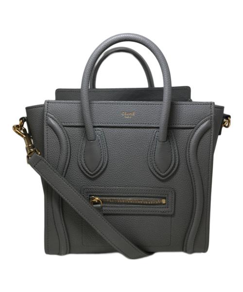 CELINE（セリーヌ）CELINE (セリーヌ) ラゲージ ナノショッパー ハンドバッグ ドラムカーフスキン グレーの古着・服飾アイテム