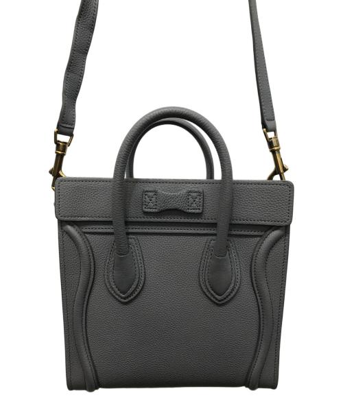 CELINE（セリーヌ）CELINE (セリーヌ) ラゲージ ナノショッパー ハンドバッグ ドラムカーフスキン グレーの古着・服飾アイテム