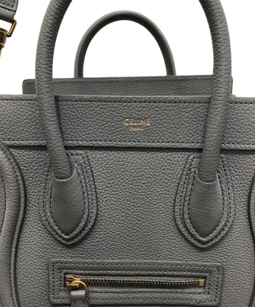 CELINE（セリーヌ）CELINE (セリーヌ) ラゲージ ナノショッパー ハンドバッグ ドラムカーフスキン グレーの古着・服飾アイテム