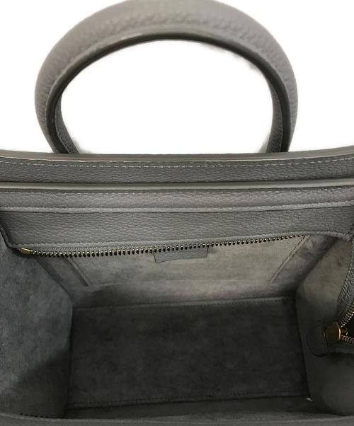 CELINE（セリーヌ）CELINE (セリーヌ) ラゲージ ナノショッパー ハンドバッグ ドラムカーフスキン グレーの古着・服飾アイテム