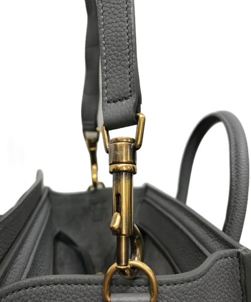 CELINE（セリーヌ）CELINE (セリーヌ) ラゲージ ナノショッパー ハンドバッグ ドラムカーフスキン グレーの古着・服飾アイテム