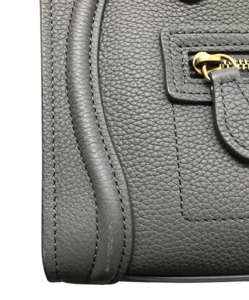CELINE（セリーヌ）CELINE (セリーヌ) ラゲージ ナノショッパー ハンドバッグ ドラムカーフスキン グレーの古着・服飾アイテム