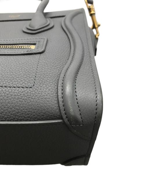 CELINE（セリーヌ）CELINE (セリーヌ) ラゲージ ナノショッパー ハンドバッグ ドラムカーフスキン グレーの古着・服飾アイテム