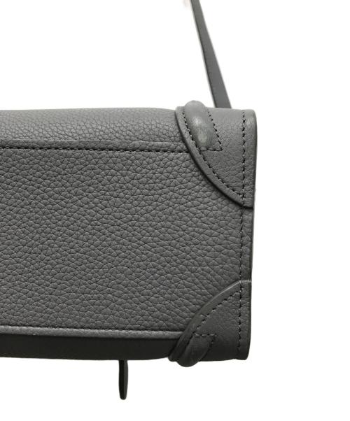 CELINE（セリーヌ）CELINE (セリーヌ) ラゲージ ナノショッパー ハンドバッグ ドラムカーフスキン グレーの古着・服飾アイテム
