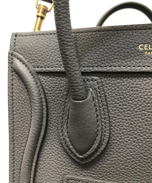CELINE（セリーヌ）CELINE (セリーヌ) ラゲージ ナノショッパー ハンドバッグ ドラムカーフスキン グレーの古着・服飾アイテム