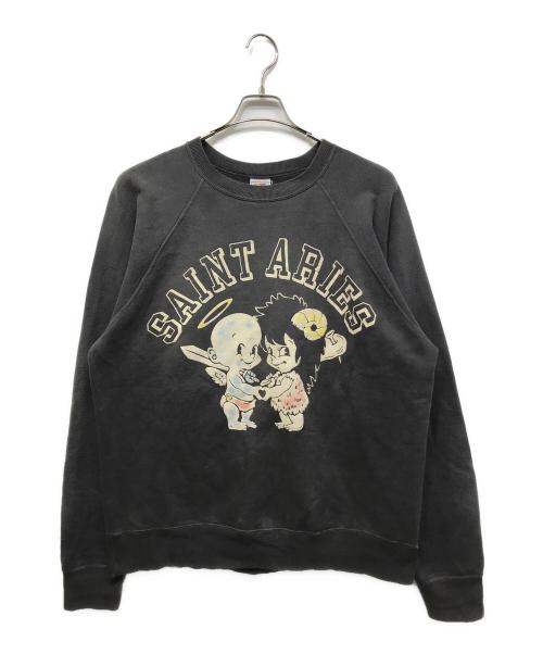 SAINT MICHAEL（セントマイケル）SAINT MICHAEL (セントマイケル) ARIES (アリーズ) ARS CREW SWEAT/ST ブラック サイズ:XLの古着・服飾アイテム