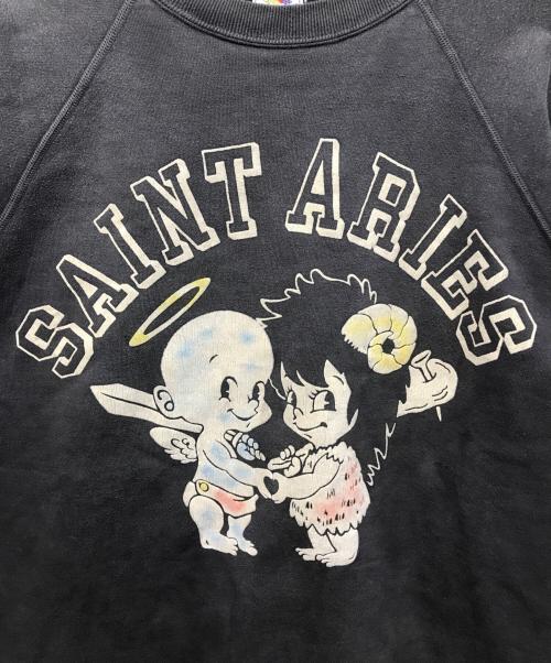 SAINT MICHAEL（セントマイケル）SAINT MICHAEL (セントマイケル) ARIES (アリーズ) ARS CREW SWEAT/ST ブラック サイズ:XLの古着・服飾アイテム