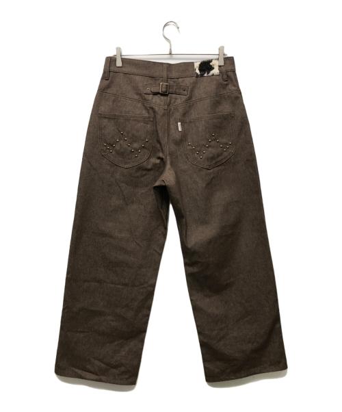 BADWAY（バッドウェイ）BADWAY (バッドウェイ) Leopard straight denim pants ブラウン サイズ:Lの古着・服飾アイテム