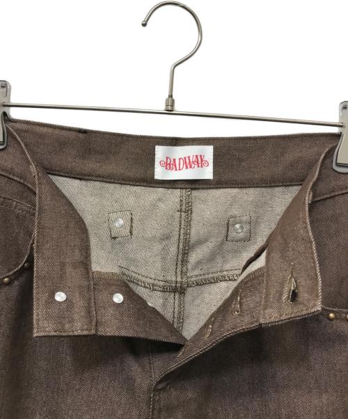 BADWAY（バッドウェイ）BADWAY (バッドウェイ) Leopard straight denim pants ブラウン サイズ:Lの古着・服飾アイテム