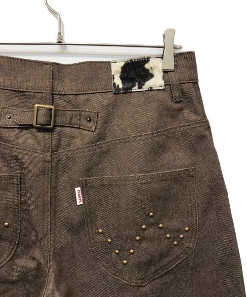 BADWAY（バッドウェイ）BADWAY (バッドウェイ) Leopard straight denim pants ブラウン サイズ:Lの古着・服飾アイテム