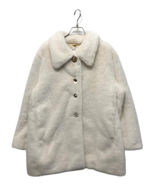 Lily Brown（リリーブラウン）Lily Brown (リリーブラウン) MARY QUANT (マリークヮント) ビジューボタンミドルファーコート ホワイト サイズ:FREEの古着・服飾アイテム