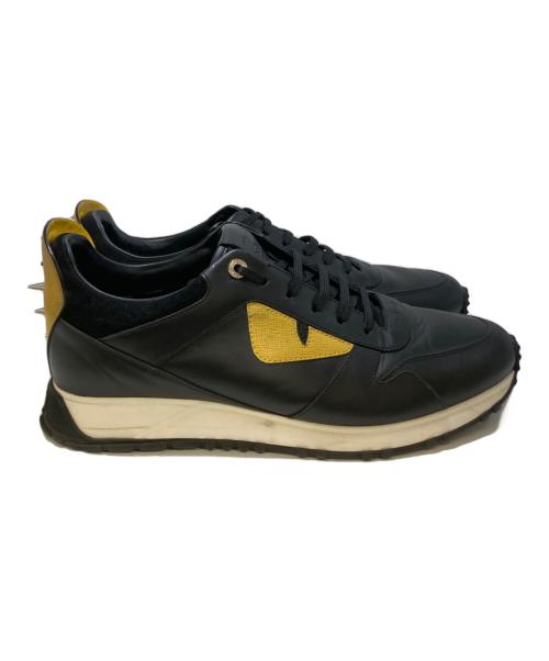 FENDI（フェンディ）FENDI (フェンディ) バグズ レザースニーカー ブラック×イエロー サイズ:7Eの古着・服飾アイテム