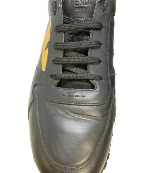 FENDI（フェンディ）FENDI (フェンディ) バグズ レザースニーカー ブラック×イエロー サイズ:7Eの古着・服飾アイテム