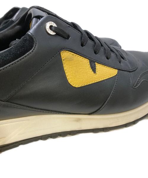 FENDI（フェンディ）FENDI (フェンディ) バグズ レザースニーカー ブラック×イエロー サイズ:7Eの古着・服飾アイテム