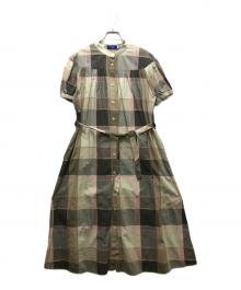 BLUE LABEL CRESTBRIDGE（ブルーレーベルクレストブリッジ）の古着「半袖ワンピース」｜ベージュ