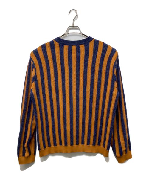 maison kitsune（メゾンキツネ）MAISON KITSUNE (メゾンキツネ) STRIPED COMFORT JUMPER ニット オレンジ×ネイビー サイズ:SIZE Lの古着・服飾アイテム
