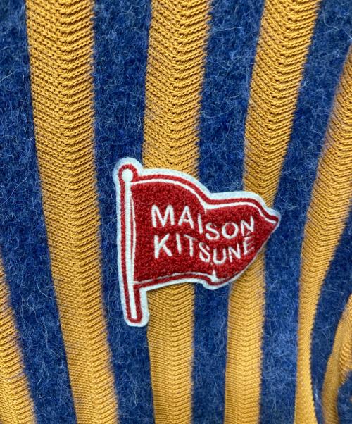 maison kitsune（メゾンキツネ）MAISON KITSUNE (メゾンキツネ) STRIPED COMFORT JUMPER ニット オレンジ×ネイビー サイズ:SIZE Lの古着・服飾アイテム