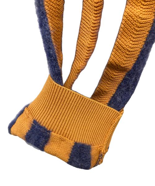 maison kitsune（メゾンキツネ）MAISON KITSUNE (メゾンキツネ) STRIPED COMFORT JUMPER ニット オレンジ×ネイビー サイズ:SIZE Lの古着・服飾アイテム