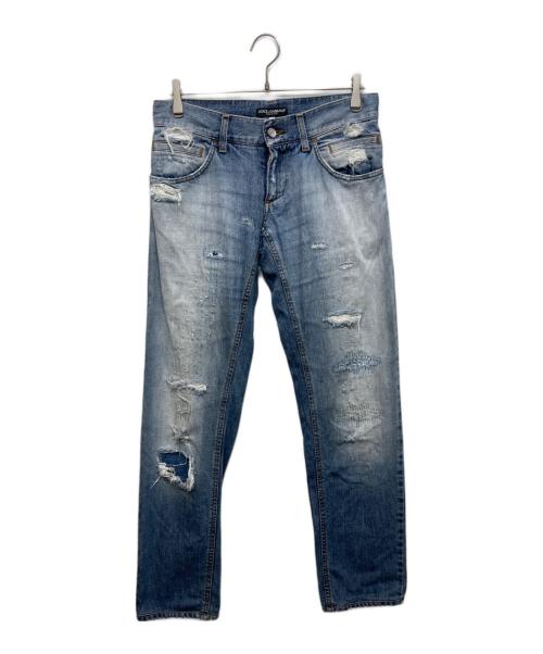 DOLCE & GABBANA（ドルチェ＆ガッバーナ）DOLCE & GABBANA (ドルチェ＆ガッバーナ) リペア加工デニムパンツ インディゴ サイズ:44の古着・服飾アイテム
