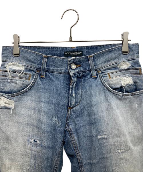 DOLCE & GABBANA（ドルチェ＆ガッバーナ）DOLCE & GABBANA (ドルチェ＆ガッバーナ) リペア加工デニムパンツ インディゴ サイズ:44の古着・服飾アイテム