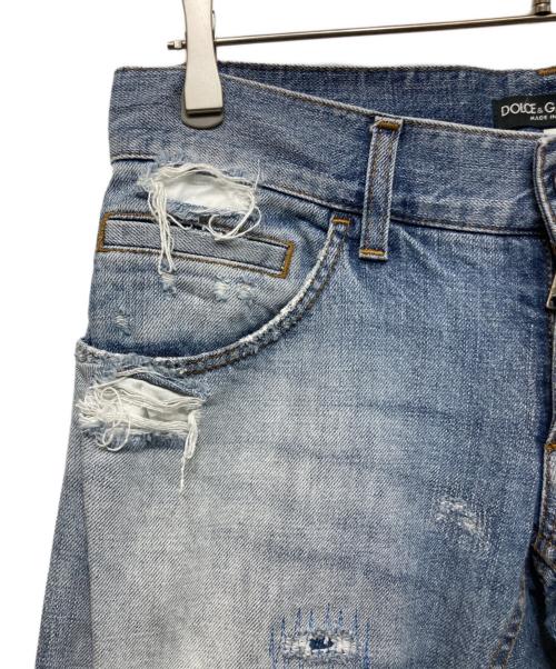 DOLCE & GABBANA（ドルチェ＆ガッバーナ）DOLCE & GABBANA (ドルチェ＆ガッバーナ) リペア加工デニムパンツ インディゴ サイズ:44の古着・服飾アイテム