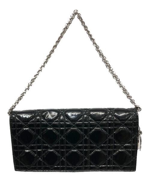 Christian Dior（クリスチャン ディオール）Christian Dior (クリスチャン ディオール) カナージュ エナメル チェーンショルダーバッグ ブラックの古着・服飾アイテム