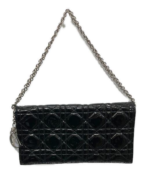 Christian Dior（クリスチャン ディオール）Christian Dior (クリスチャン ディオール) カナージュ エナメル チェーンショルダーバッグ ブラックの古着・服飾アイテム