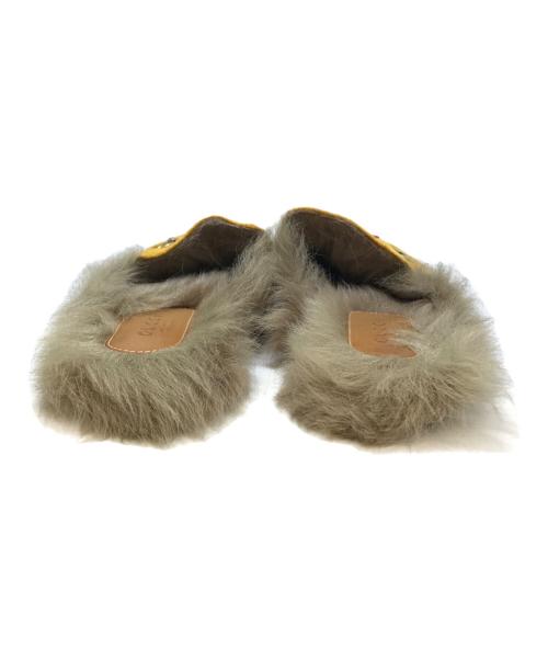 GUCCI（グッチ）GUCCI (グッチ) プリンスタン ベロアファーミュール イエロー サイズ:36の古着・服飾アイテム