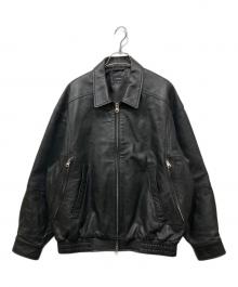 BEAMS（ビームス）の古着「ワイドフィット 4ポケット レザー ブルゾン」｜ブラック