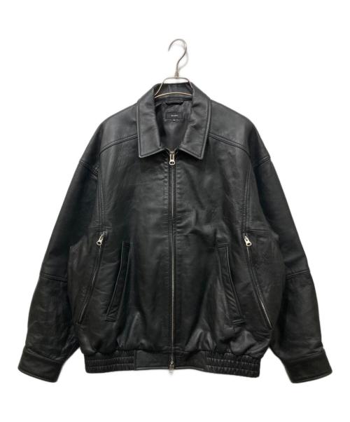 BEAMS（ビームス）BEAMS (ビームス) ワイドフィット 4ポケット レザー ブルゾン ブラック サイズ:Sの古着・服飾アイテム