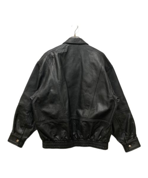 BEAMS（ビームス）BEAMS (ビームス) ワイドフィット 4ポケット レザー ブルゾン ブラック サイズ:Sの古着・服飾アイテム