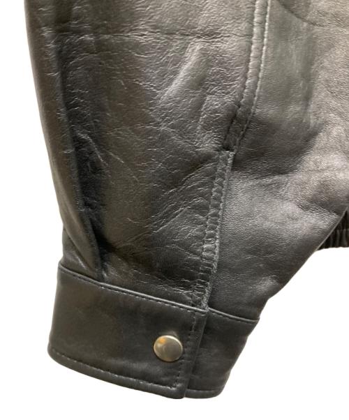 BEAMS（ビームス）BEAMS (ビームス) ワイドフィット 4ポケット レザー ブルゾン ブラック サイズ:Sの古着・服飾アイテム