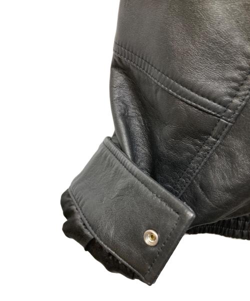 BEAMS（ビームス）BEAMS (ビームス) ワイドフィット 4ポケット レザー ブルゾン ブラック サイズ:Sの古着・服飾アイテム