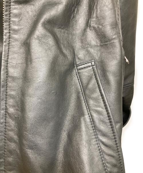 BEAMS（ビームス）BEAMS (ビームス) ワイドフィット 4ポケット レザー ブルゾン ブラック サイズ:Sの古着・服飾アイテム