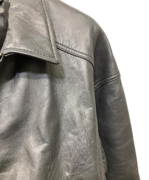 BEAMS（ビームス）BEAMS (ビームス) ワイドフィット 4ポケット レザー ブルゾン ブラック サイズ:Sの古着・服飾アイテム