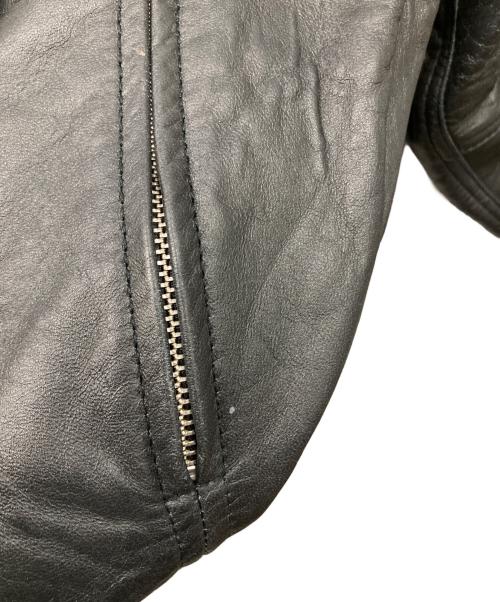 BEAMS（ビームス）BEAMS (ビームス) ワイドフィット 4ポケット レザー ブルゾン ブラック サイズ:Sの古着・服飾アイテム