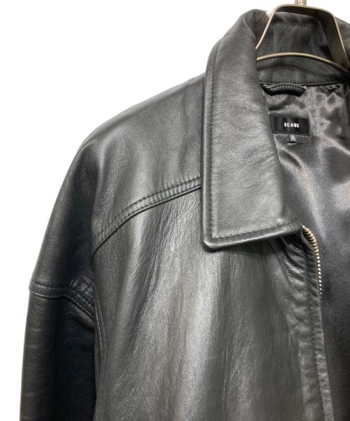 BEAMS（ビームス）BEAMS (ビームス) ワイドフィット 4ポケット レザー ブルゾン ブラック サイズ:Sの古着・服飾アイテム