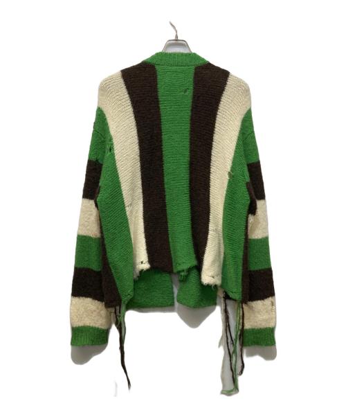 doublet（ダブレット）doublet (ダブレット) ZIP UP STRIPE CARDIGAN アイボリー×グリーン サイズ:Mの古着・服飾アイテム
